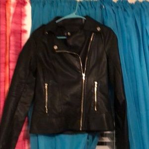 Girls black leather coat